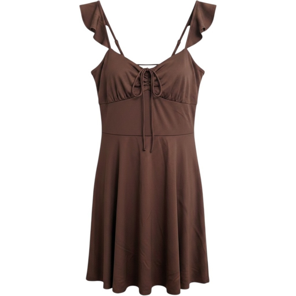 Wild Fable Brown Ruffle Strap Sweetheart Mini Dress XL NWT